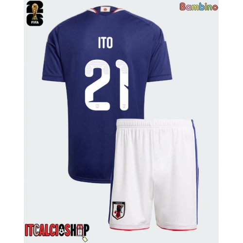 Giappone Hiroki Ito #21 Prima Maglia Bambino Mondiali 2026 Manica Corta (+ Pantaloni corti)